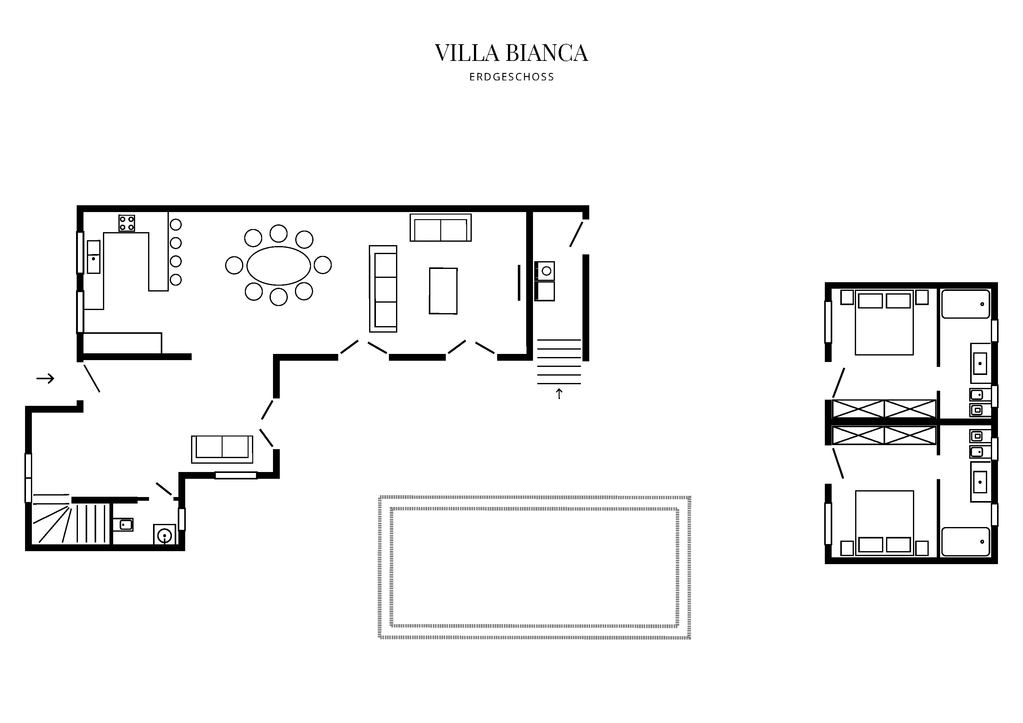 Grafik Grundriss Erdgeschoss Villa Bianca
