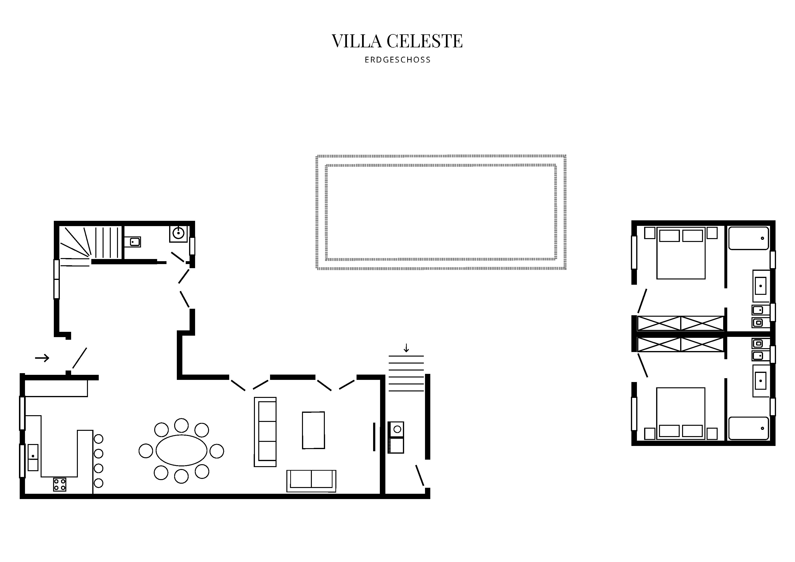 Grafik Grundriss Erdgeschoss Villa Celeste