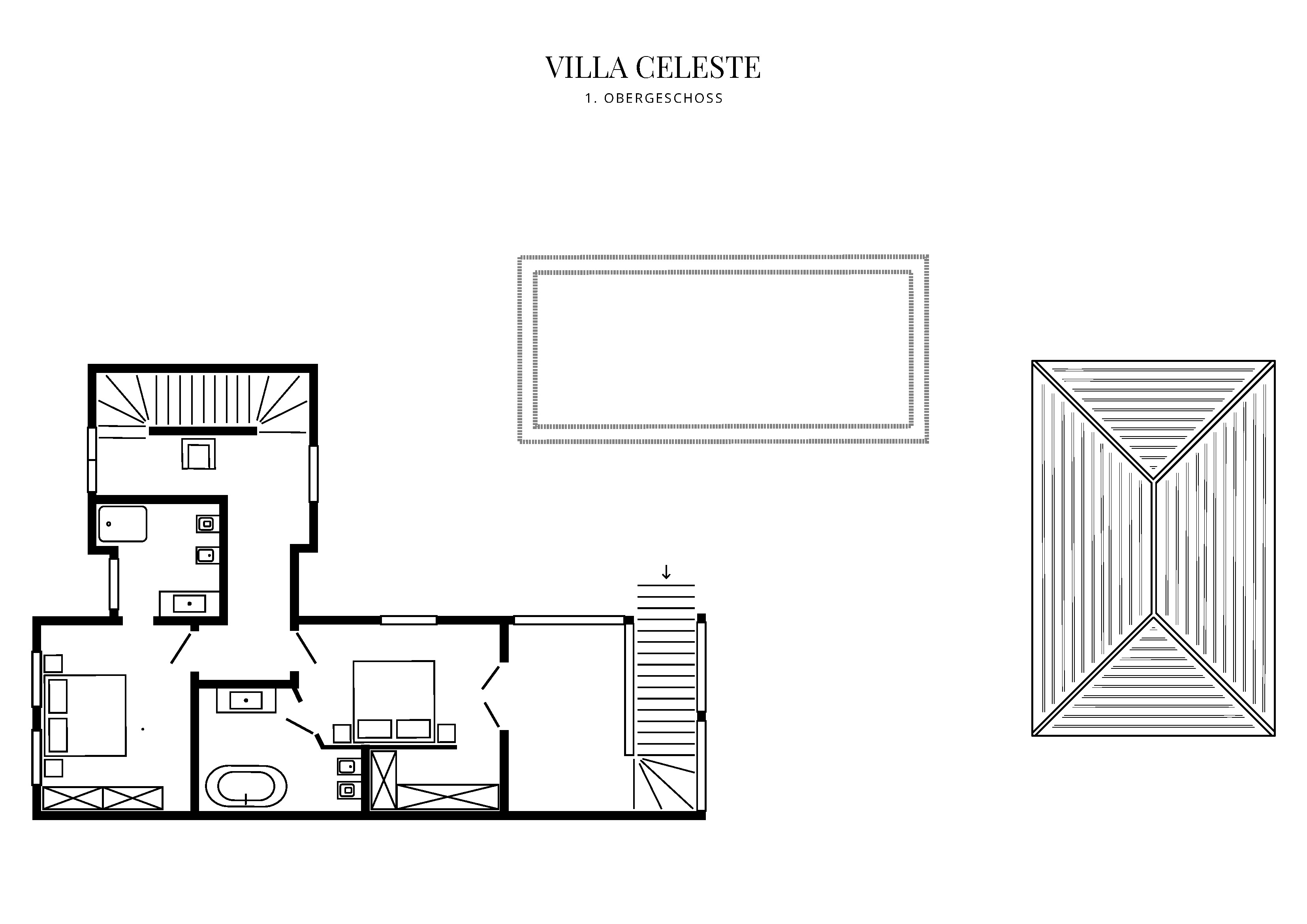 Grafik Grundriss Obergeschoss Villa Celeste