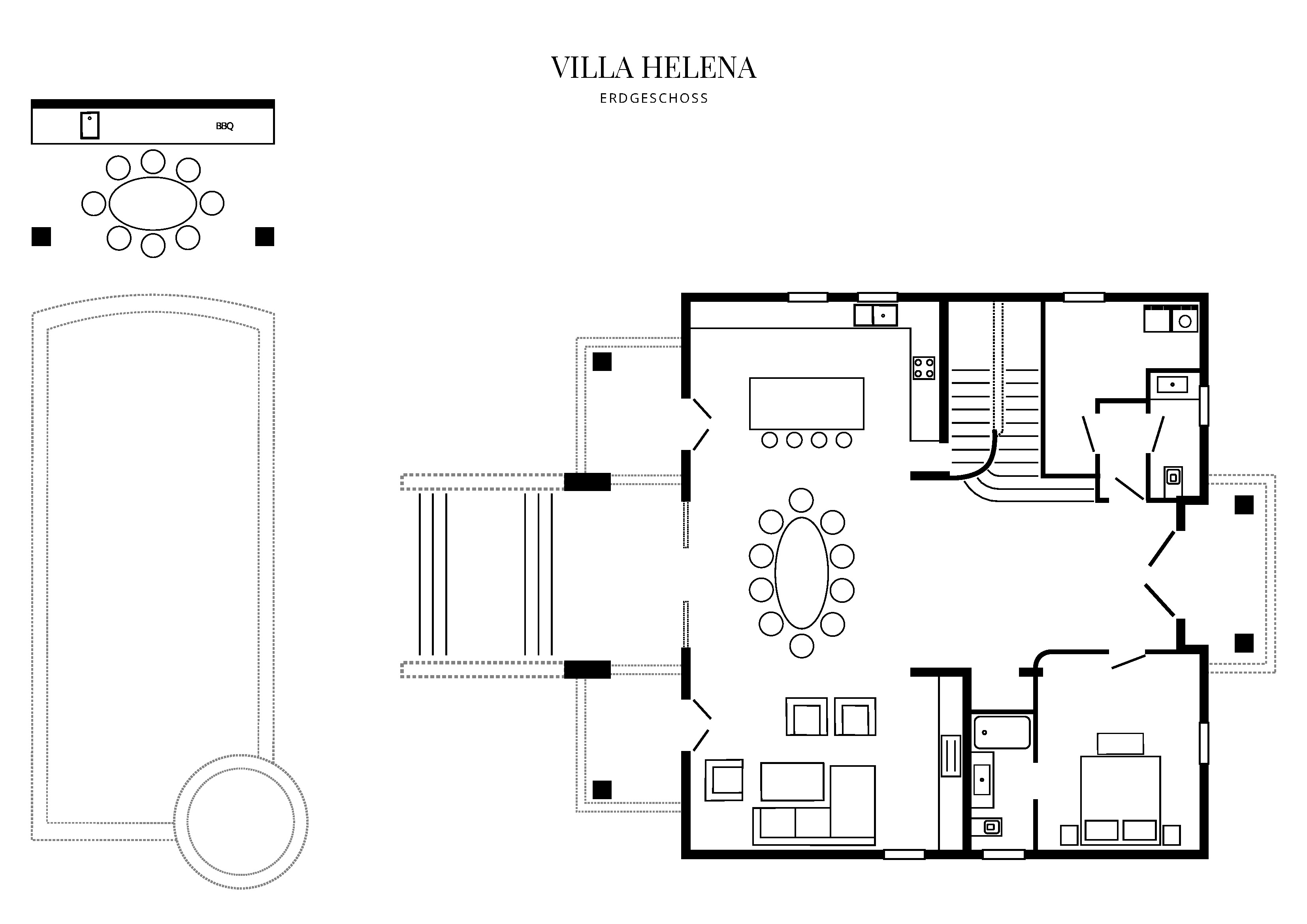 Grafik Grundriss Erdgeschoss Villa Helena