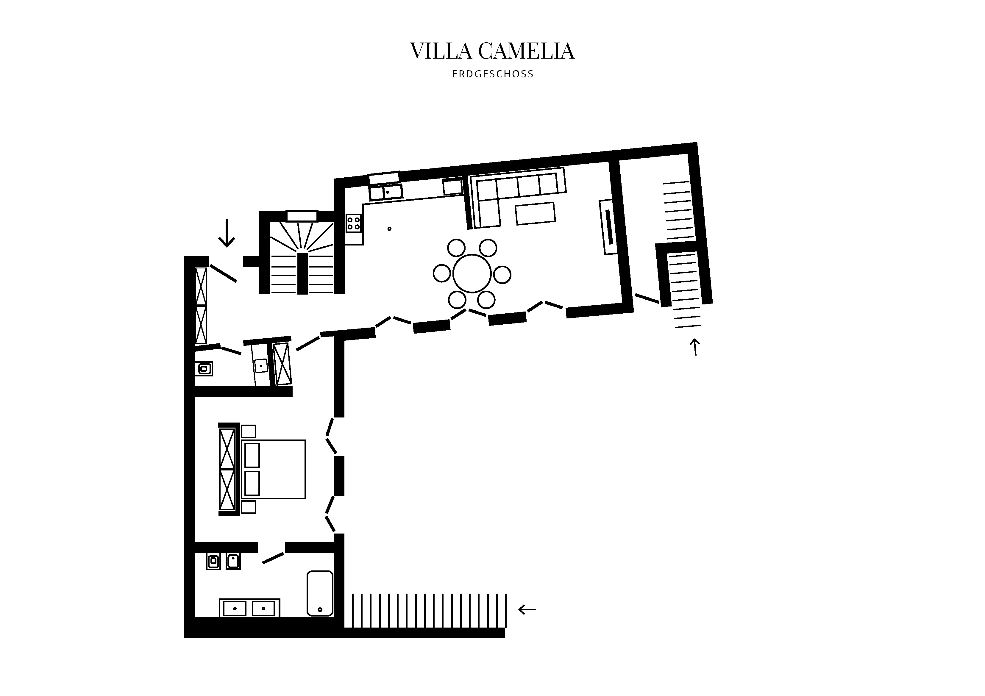 Grafik Grundriss Erdgeschoss Villa Camelia