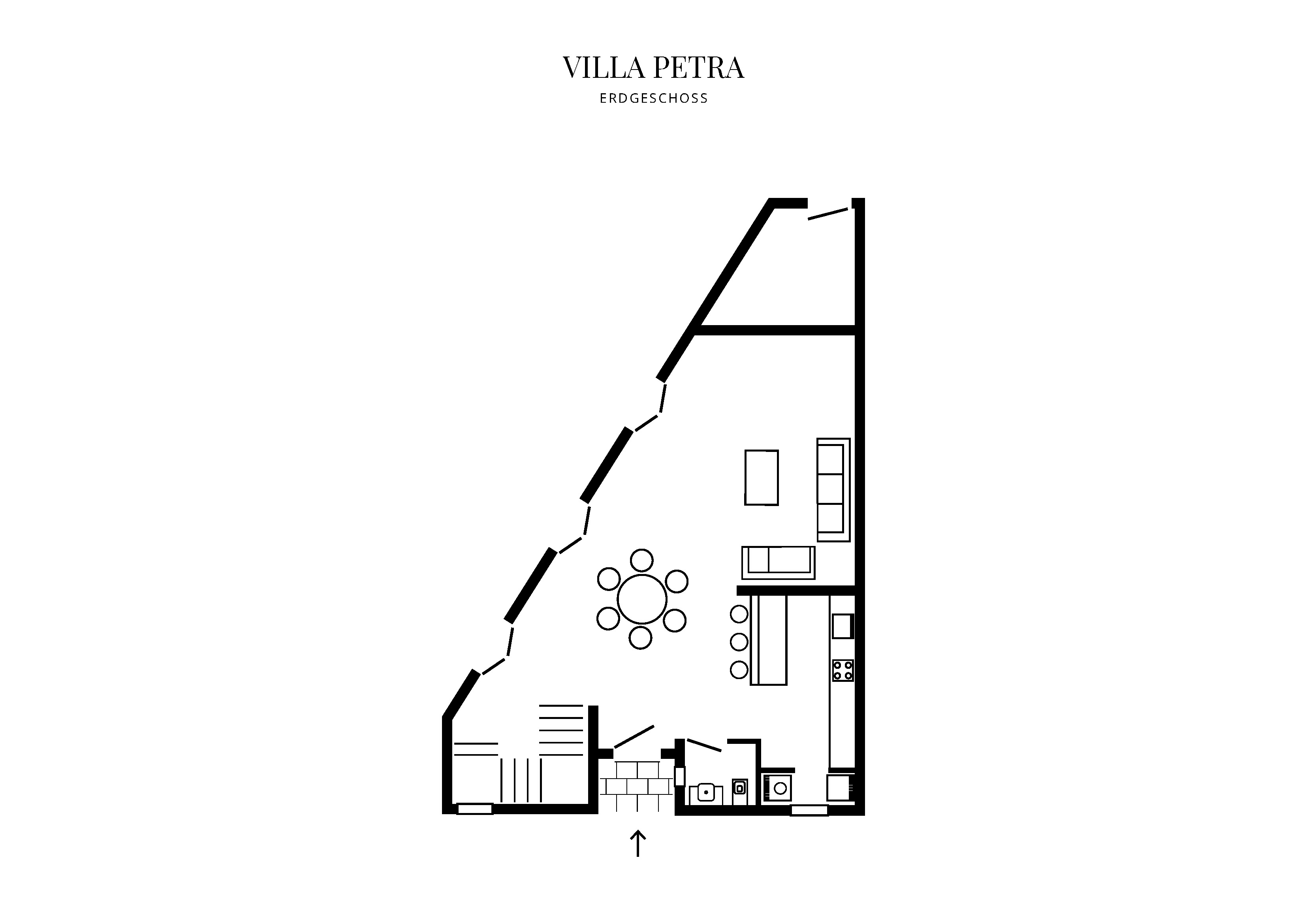Grafik Grundriss Erdgeschoss Villa Petra